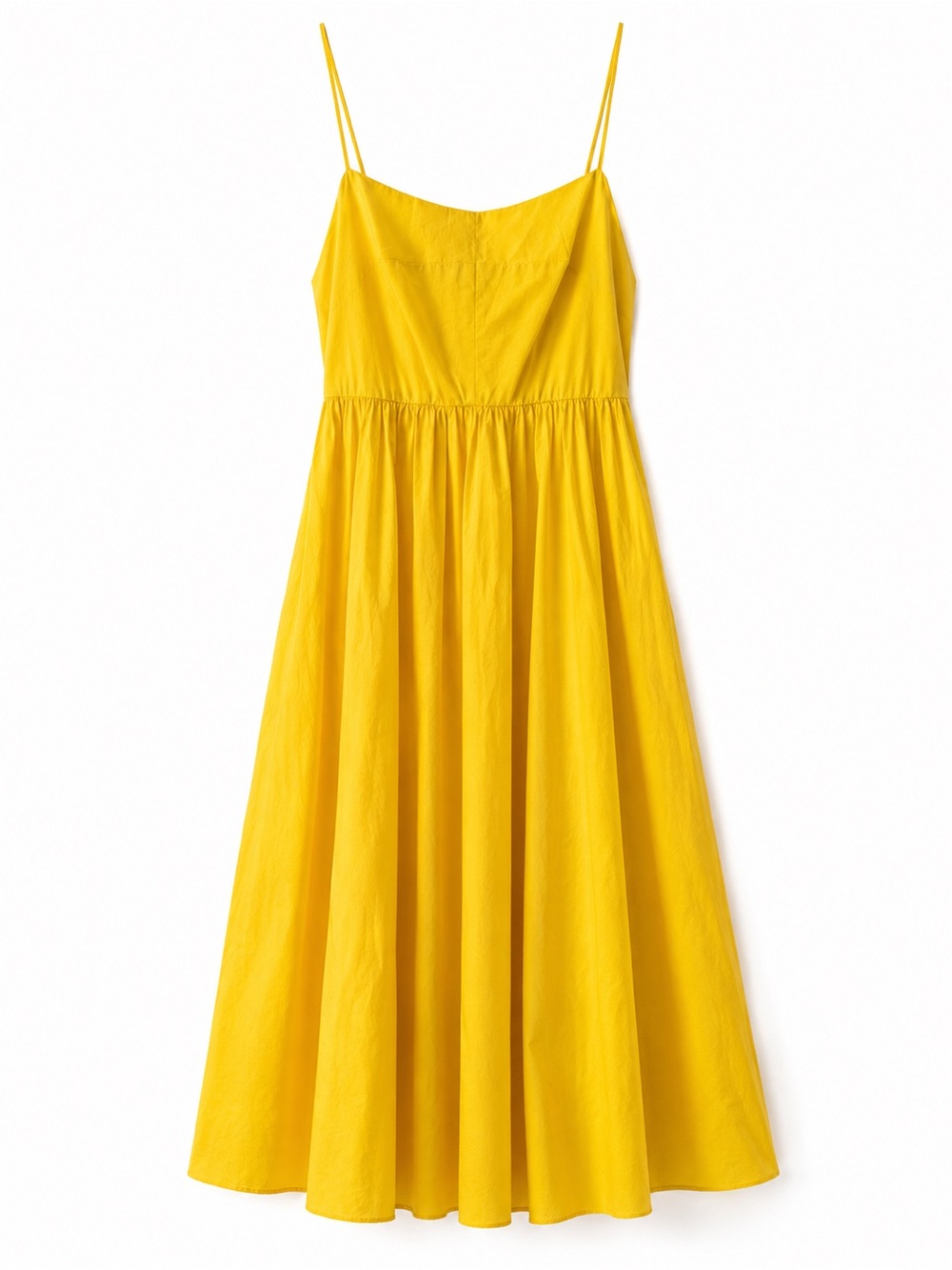 J. Crew Yellow Spaghetti-Strap Midi Dress